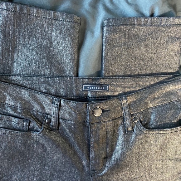 METAPHOR BLACK METALLIC SKINNY JEANS 4 - Picture 8 of 9